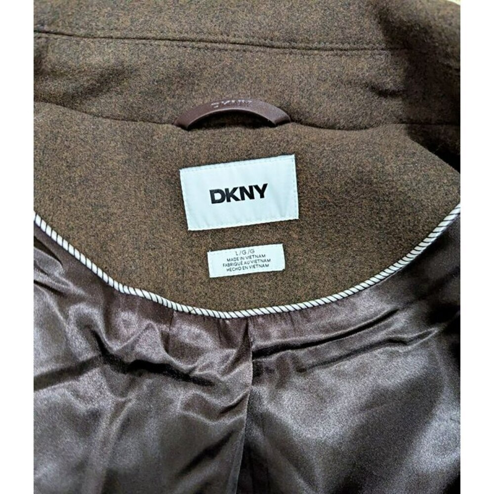 DKNY Women's Notched-Collar Double-Breasted Coat Chocolate Size L (MSRP $350) - Picture 6 of 8